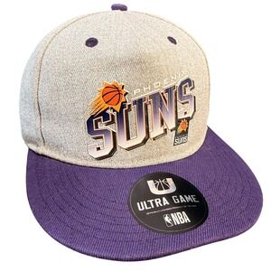 Ultra Game Phoenix Suns NBA Snapback Hat Grey Purple Flat Brim Adjustable Cap